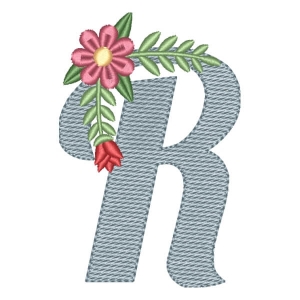 Matriz de bordado Monograma Floral Letra R (Pontos Leves)