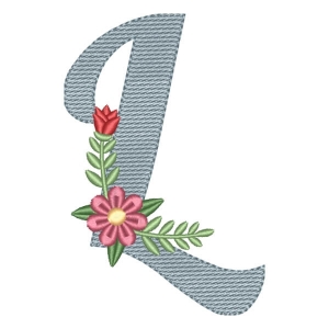 Flower Monogram Letter L (Quick Stitch) Embroidery Design