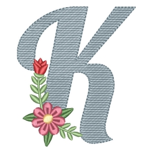 Matriz de bordado Monograma Floral Letra K (Pontos Leves)