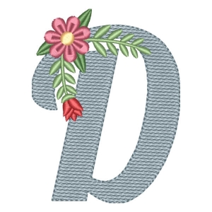 Flower Monogram Letter D (Quick Stitch) Embroidery Design
