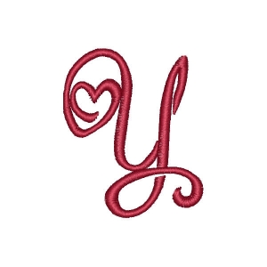 Matriz de bordado Alfabeto Coração Letra Y