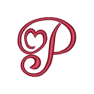 Heart Alphabet Letter P Embroidery Design
