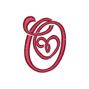 Heart Alphabet Letter O Embroidery Design