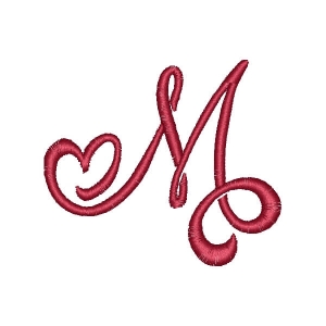 Heart Alphabet Letter M Embroidery Design