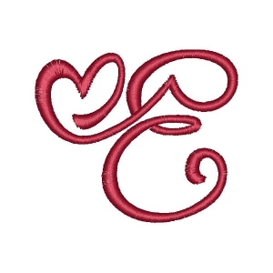 Heart Alphabet Letter E Embroidery Design