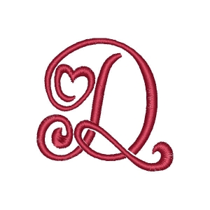 Heart Alphabet Letter D Embroidery Design