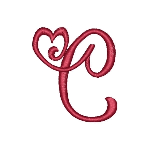 Heart Alphabet Letter C Embroidery Design