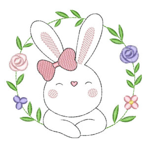 Contour Bunny in Frame Embroidery Design