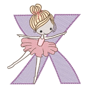 Letter X with Ballet Dancer (Quick Stitch) Embroidery Design