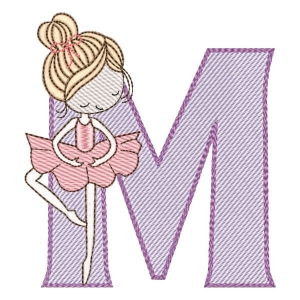 Letter M with Ballet Dancer (Quick Stitch) Embroidery Design