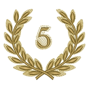 Number 5 on Branches Frame Embroidery Design