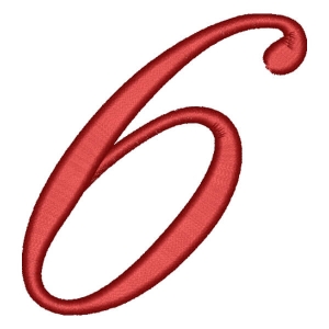 Matriz de bordado Alfabeto Cursivo Número 6