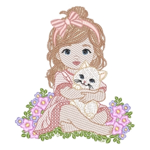 Cute Girl (Quick Stitch) Embroidery Design