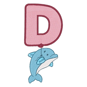 Dolphin and Letter D (Quick Stitch) Embroidery Design