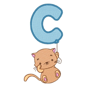Cat and Letter C (Quick Stitch) Embroidery Design