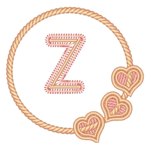 Letter Z in Frame with Hearts Embroidery Design