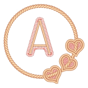 Letra A em Moldura Corações