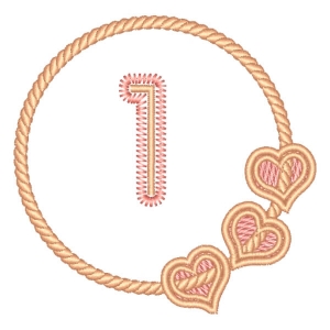Number 1 in Frame with Hearts Embroidery Design