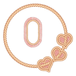 Number 0 in Frame with Hearts Embroidery Design