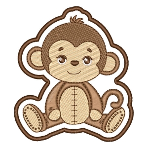 Cute Monkey (Patch) Embroidery Design