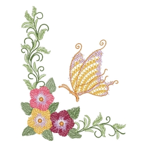 Butterflies and Flowers (Quick Stitch) Embroidery Design
