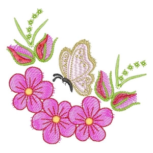 Matriz de bordado Borboletas e Flores (Pontos Leves)