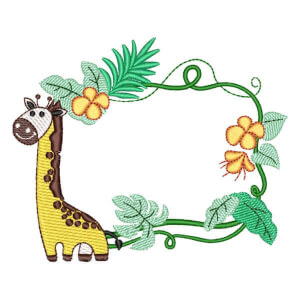 Giraffe and Frame Safari (Quick Stitch) Embroidery Design