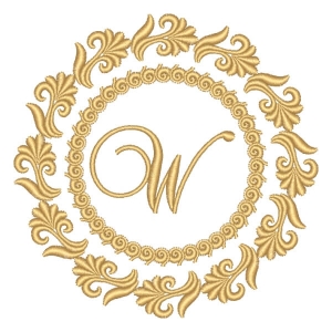 Letter W in Frame Embroidery Design