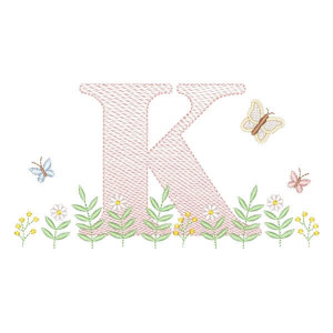 Matriz de bordado Alphabet in the Garden Letter K