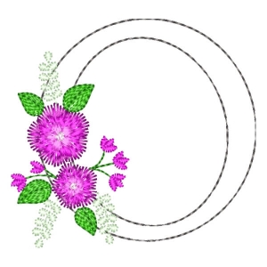 Letter O Contour and Flower Embroidery Design