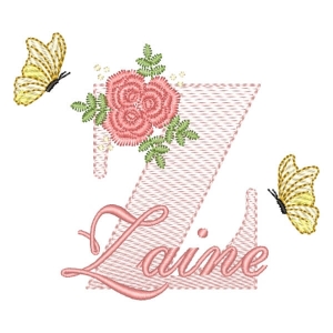 Matriz de bordado Alfabeto com Floral e Nome Letra Z