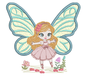 Girl with Butterfly Wings (3D Project) Embroidery Design