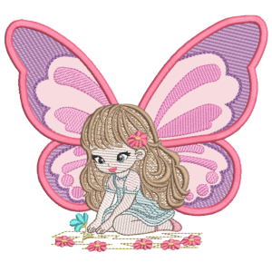 Girl with Butterfly Wings (3D Project) Embroidery Design