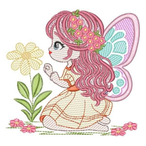 Girl with Butterfly Wings Embroidery Design