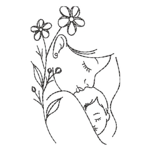 Contour Mother and Daughter Embroidery Design