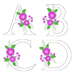 Contour Alphabet and Flowers Design Pack