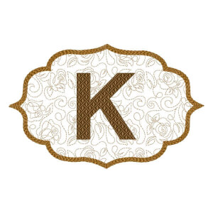 Matriz de bordado Alfabeto Quilting Letra K (Aplique)