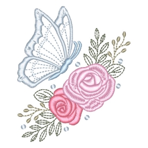 Roses and Butterflies Embroidery Design
