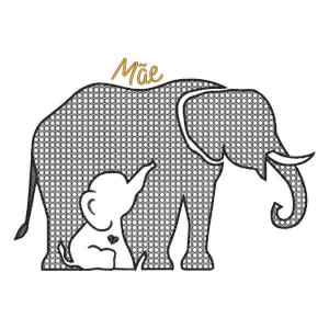 Matriz de bordado Elefanta e Filhote