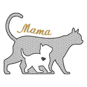 Cat and Kitten Embroidery Design