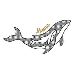 Orca and Cub Embroidery Design