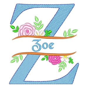 Matriz de bordado Alfabeto Floral com Nome Letra Z