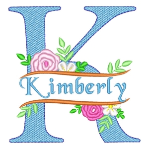 Matriz de bordado Alfabeto Floral com Nome Letra K
