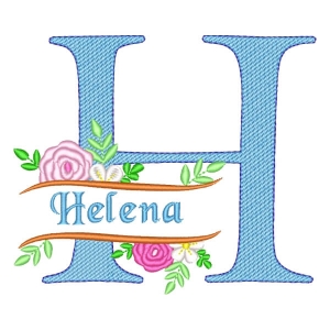 Matriz de bordado Alfabeto Floral com Nome Letra H