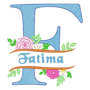 Matriz de bordado Alfabeto Floral com Nome Letra F