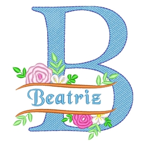 Matriz de bordado Alfabeto Floral com Nome Letra B