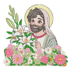 Saint with Flowers (Quick Stitch) Embroidery Design