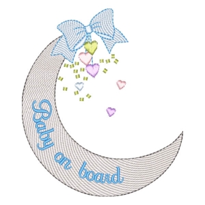 Baby on Board Moon (Quick Stitch) Embroidery Design