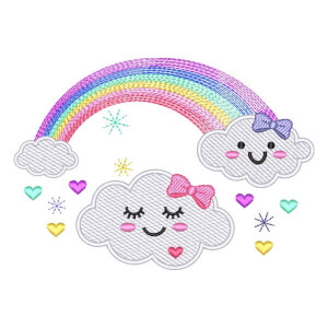 Rainbow and Clouds (Quick Stitch) Embroidery Design
