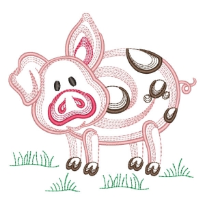 Farm Pig (Rippled) Embroidery Design